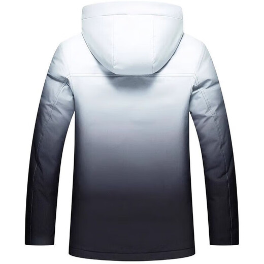 斯巴奴加厚羽绒服男短款2025冬季新款渐变白鸭绒保暖男装连帽外套 9758丨苍灰丨 2XL (185)