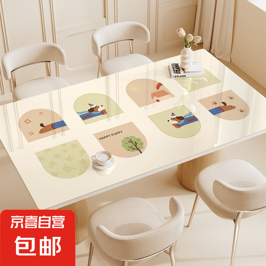 Mostín de mesa de comedor de dibujos animados sin almohadilla de protección de escritorio impermeable, impermeable y a prueba de aceite PVC PVC de vidrio suave de vidrio blando