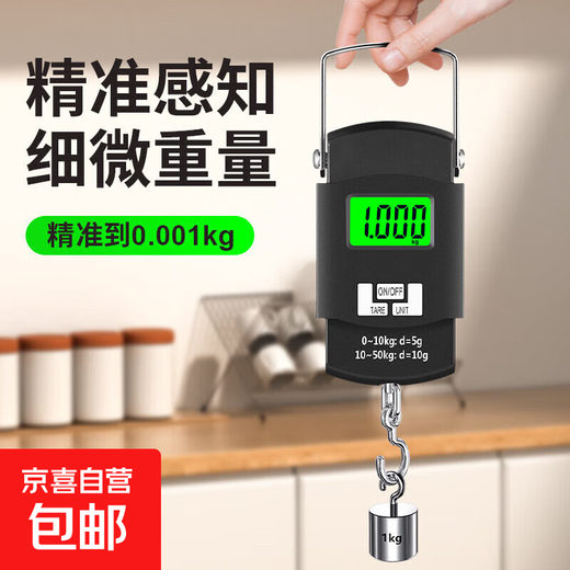 High-precision portable electronic scale, small express scale that can weigh 100 Jin Jin is equal to 0.5 kilograms, portable household hook, commercial hook spring, luggage shopping, fishing, portable electronic scale, 50KG portable portable scale