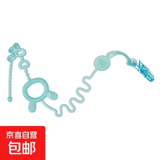 Qimengshi silicone anti-lost teether baby teething stick toy silicone anti-lost rope bite gum pacifier chain forest green