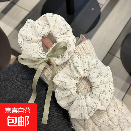 Sweet girly floral hair tie, super fairy bow ribbon, large intestine hair tie, cute and versatile ponytail internet celebrity hair rope, random floral set