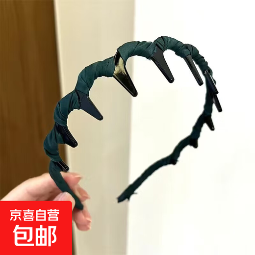 Women's high-top headband, versatile for going out, with teeth, non-slip, face-washing special Internet celebrity hairpin headband 3 wavy dark green hairbands