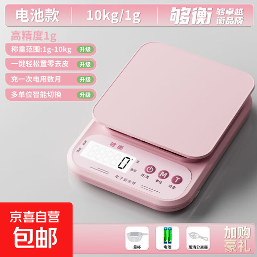 Goheng Kitchen Scale Electronic Scale Accurate High-Precision Food Jewelry Scale Baking Weighing Gram Scale Food Scale Pink 10kg/1g Battery Model