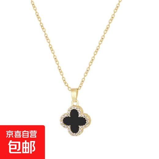 Four-leaf flower summer versatile women's autumn and winter fashion small fragrance style necklace light luxury niche ins trend internet celebrity clavicle chain black four-leaf clover necklace gold