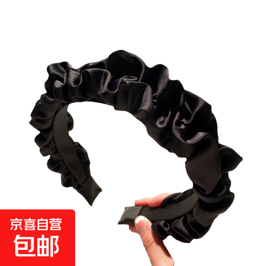 Douyin's popular sweet style high cranial pleated headband headband for women autumn Maybelline large intestine headband pressure hairpin black pleated headband one pack
