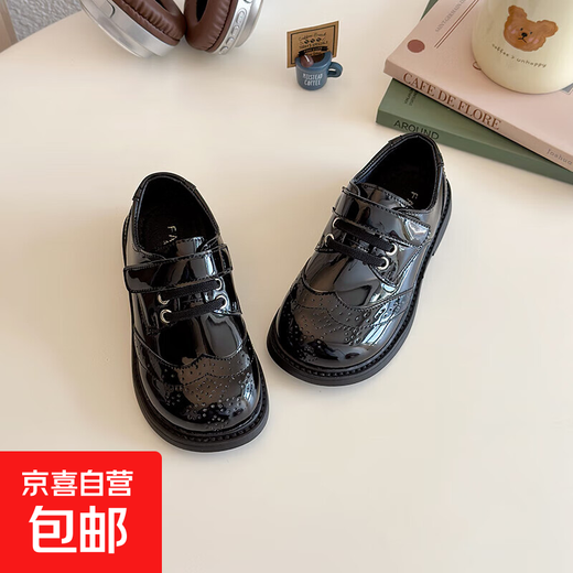 男女童皮鞋黑色软底演出鞋儿童英伦学生大童表演西装单鞋春秋新款 【黑色】 36 码：内长22.2cm