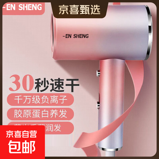 Hair dryer for home use, light sound, negative ion hair care fan, strong wind, quick drying, one-button cold air, no harm to hair, holiday gift, blue light hair care, one-button cold air, gradient powder 1200W