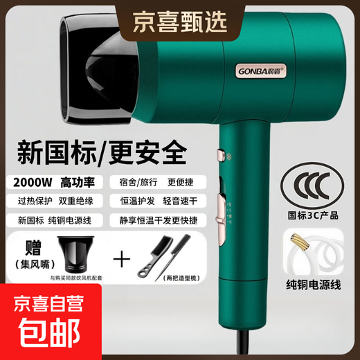 GUANGBA 2025 New National Standard High Speed Hair Dryer Quick Drying Negative Ion Home Appliance Dryer Hair Dryer Hair Care High Power Dormitory Hotel Travel Girl Gift Electrical Goods Youmang Green New National Standard Safer 2000W + Full Series 2M Pure Copper Power Cord