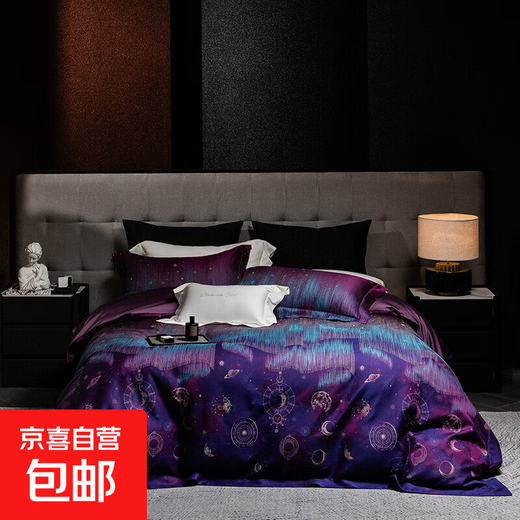 High-end villa double-strand 100S Pima cotton four-piece set pure cotton jacquard quilt cover sheets luxury bedding Bright Galaxy 1.5m bed sheet four-piece set