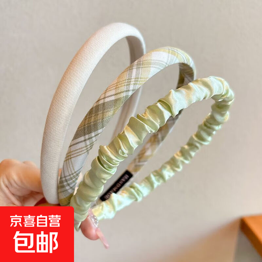 Children's fabric plaid headband, girl's versatile outdoor card headband, little girl's non-slip anti-slip face wash headband, worry-free purchase/Qingfeng 3-piece set