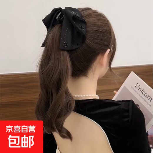 Flower Language High-end Bow Clip 2025 New Light Luxury Style High-end Back of the Head High Ponytail Hair Clip Headwear for Women Main Image Black Bow