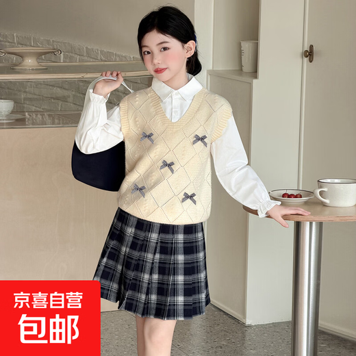 Girls spring fake two-piece tops 2026 new style medium and large children's fashionable patchwork shirts children's fashionable children's clothing purple 140