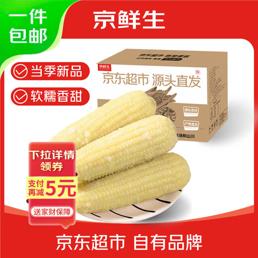 Jingxian Raw Northeast White Waxy Corn 330g*8 Sweet Sticky Corn Low-fat Breakfast Meal Replacement Whole Grains Vacuum Packed Straight from the Source