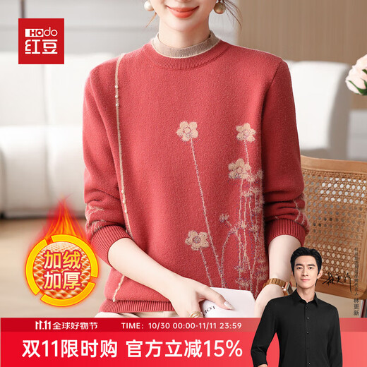 Hodo middle-aged mother winter clothing plus fleece sweater women's 2025 new sweater middle-aged and elderly half turtleneck bottoming shirt top