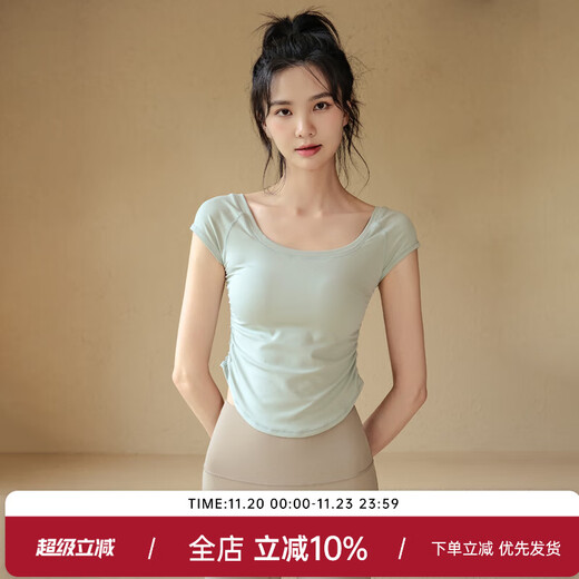 ACKDCS nude yoga wear for women summer short-sleeved slimming Pilates top professional running fitness sports T-shirt thin