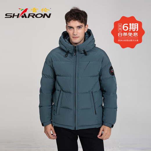 雪伦羽绒服男短款宽松秋冬外套连帽时尚百搭运动休闲 瓦尔登绿 XL