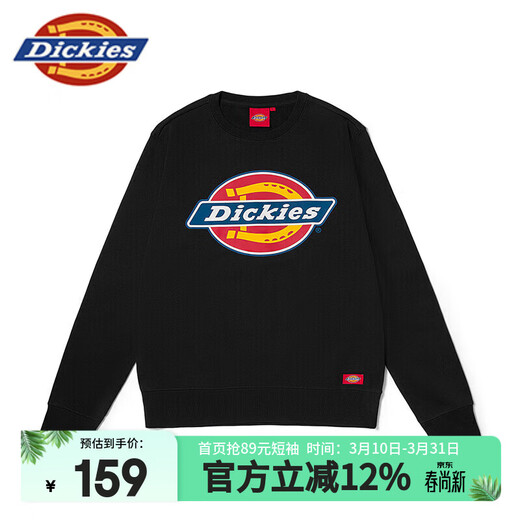 Dickies Autumn Unisex Couple Logo Printed Round Neck Sweatshirt DK007059 Black M
