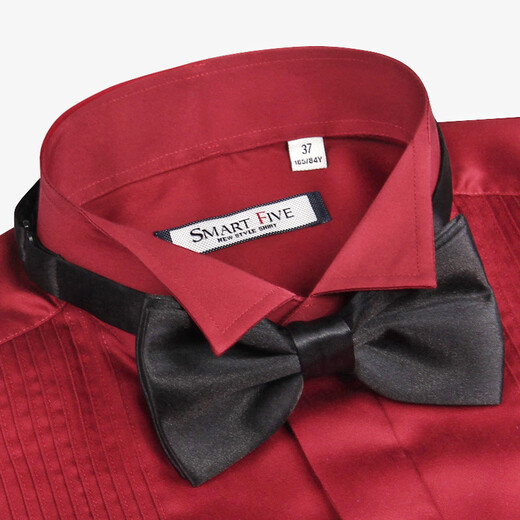 Saison 5 Robe de mariée spéciale Shirt Men's French Swallow Collar Shirt Mercerated Cotton Shirt Men's Long Manches Slim Red Sfl2Q30 37 (référence de poids 50-55 kg)