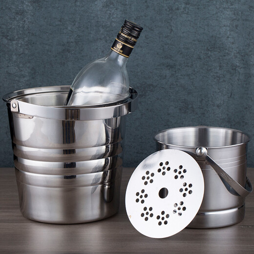 Boelter stainless steel ice bucket portable ice bucket home bar KTV champagne red wine ice bucket hotel room ice bucket 1 liter ice bucket + ice clip