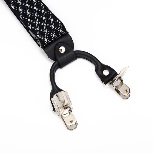 IFSONG Men's Suspenders Formal Business Suspenders Suspenders Suspenders Clip Black 3.5cm Gift Box Black Diamond Check 090G