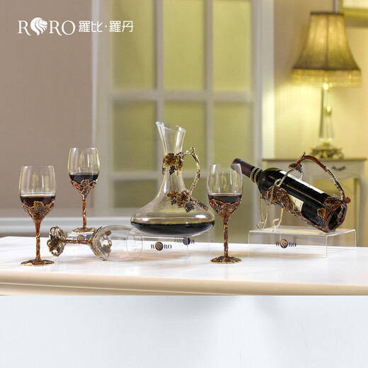 罗比罗丹 金色收获玻璃红酒杯套装珐琅彩工艺品酒具乔迁开业礼品 R-9226J