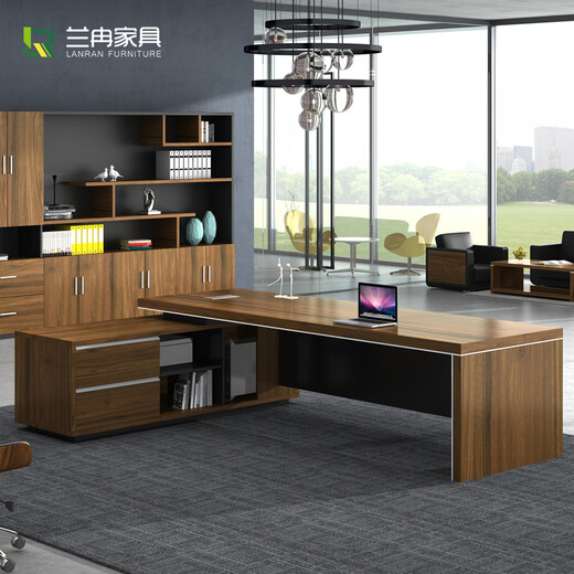 Lanran desk boss desk president desk simple manager desk supervisor desk fashionable executive desk boss desk office desk 2.0*0.8 meters + left side cabinet