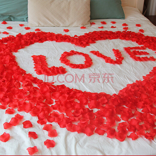 梦桥红色仿真玫瑰花瓣婚房布置表白求婚七夕情人节生日礼物1000片