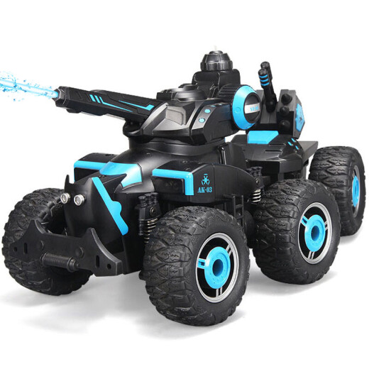 Yilda remote control car off-road four-wheel drive charging tank tank six-wheel stunt children's toy car water spray six-wheel-polar tank (black)