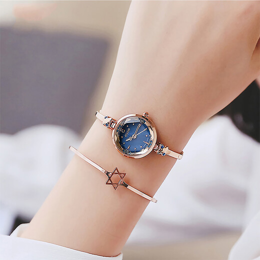 Julius Watch Watch Women's Korean Style Mode glänzender Strassstein schlankes Armband Quarz Schüler Frauen Uhr Blue Disc Ja-878d