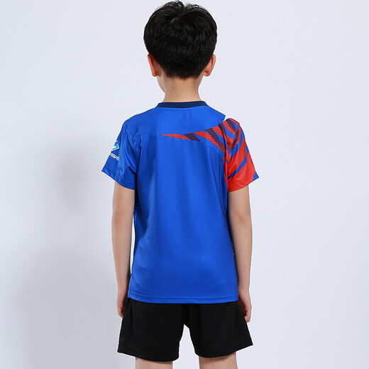 速干儿童羽毛球服套装男童女童短袖夏季中小学生乒乓球服网球服训练服团队运动服比赛队服跑步衣短裤团购印字 童装3880蓝色(男女同款) L码