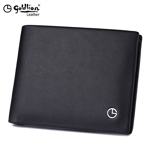 金利来男士钱包男短款牛皮多功能钱夹皮夹2025年最新款真皮卡包高档品牌 【头层牛皮】黑色横款