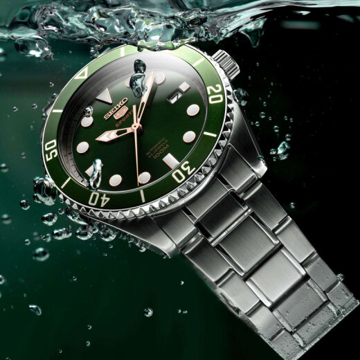 Seiko (SEIKO) men's watch imported from Japan SEIKO No. 5 sports series green plate water ghost luminous diving 4R movement automatic mechanical watch SRPB93J1