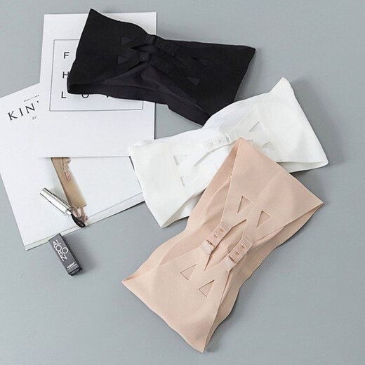 New all-match double back buckle strapless bra anti-exposure one-word tube top wrapped chest strap chest pad underwear seamless one-piece non-slip tube top dress wedding bra bottoming vest white single piece one size