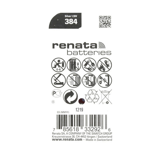 瑞纳达（RENATA）384手表纽扣电池SR736SW(SR41) 浪琴斯沃琪 1粒