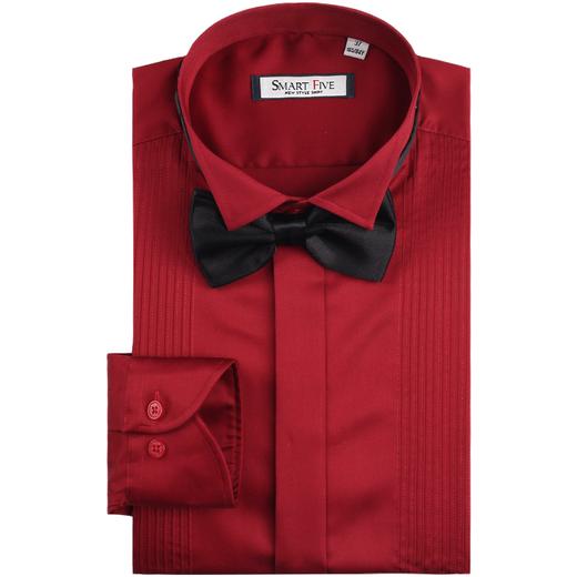 Saison 5 Robe de mariée spéciale Shirt Men's French Swallow Collar Shirt Mercerated Cotton Shirt Men's Long Manches Slim Red Sfl2Q30 37 (référence de poids 50-55 kg)