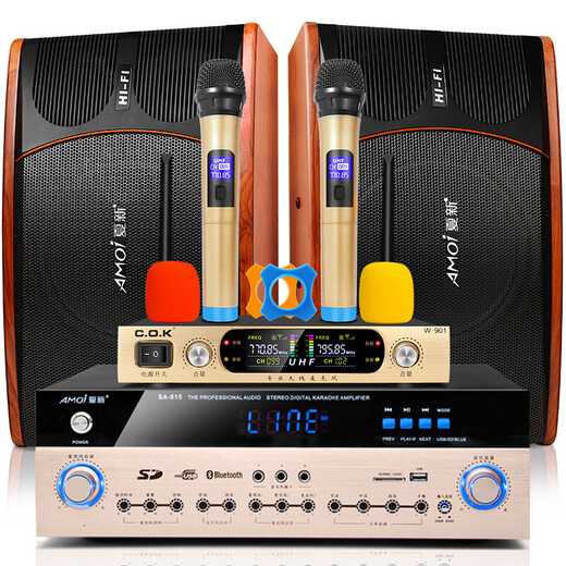 Xia Xin (Amoi) KTV Audio Set 6 Home Theater Set Amplifier Subwoofer Karaoke Card Pack Audio (Black)