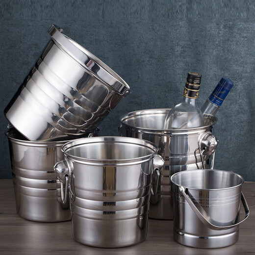 Boelter stainless steel ice bucket portable ice bucket home bar KTV champagne red wine ice bucket hotel room ice bucket 1 liter ice bucket + ice clip