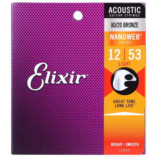 Cuerdas de guitarra de elixir, recubrimiento de bronce fosfor, juego de cuerdas de guitarra folk, cuerdas de elixir, americano a prueba de óxido 16027 (11-52)