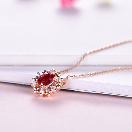Millais Jewelry 0.34 carat pigeon blood ruby pendant 18K gold inlaid necklace colored gemstones customized birthday gift circle number can be customized