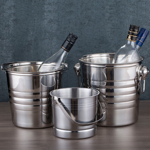 Boelter stainless steel ice bucket portable ice bucket home bar KTV champagne red wine ice bucket hotel room ice bucket 1 liter ice bucket + ice clip