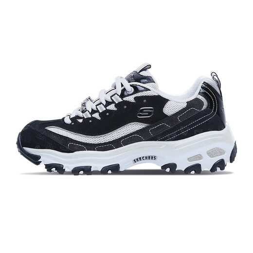 SKECHERS CLASSIC RETRO Diamond Panda Schuhe Freizeitschuhe Frauen dicker Sohle erhöhte weiße Schuhe 12241 Schwarz/Weiß/Bkw 39