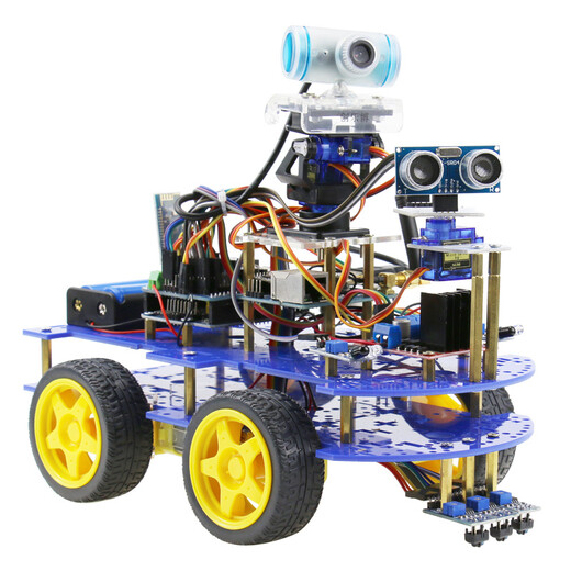 Makerobo STM32 Smart Car Robot Kit 4WD Allrad-Programmierungsprogrammierung DIY-Entwicklungswettbewerb Tracking Hindernisvermeidung Fernbedienung Bluetooth Control/W A Paket