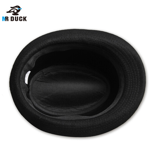 Mr DUCK Autumn and Winter Men's Hat Trendy British Top Hat Men's Large Thick Warm Wool Wool Gentleman Hat Retro Jazz Hat MW13038 Sheep Wool Material-Black (Autumn and Winter Style) L (Suitable for 59-60cm head circumference)