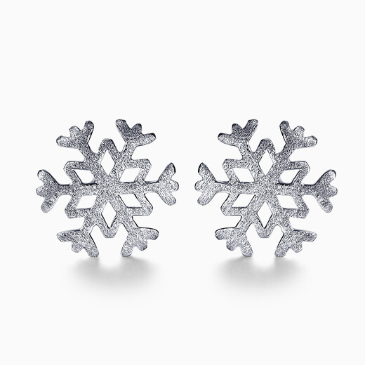 Pt.Charm pt950 platinum earrings for women, personalized frosted snowflake platinum earrings, Chinese Valentine's Day gift to the goddess, ready stock, frosted style 2.3-2.4g pair