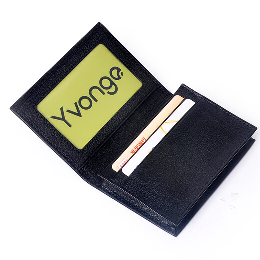 韵歌（Yvongo）卡套包名片夹男士牛皮卡包真皮卡夹名片包大容量卡片包商务礼盒卡套收纳银行男款卡套 黑色