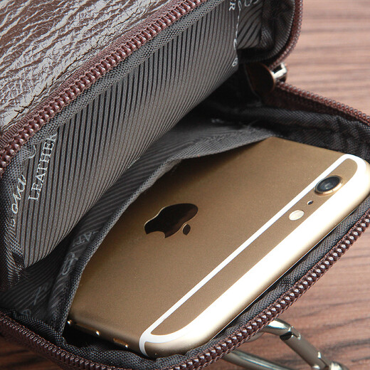 
Gold Coral Apple leather mobile phone bag men's 5.7-inch 6.0-inch 6.3-inch mobile phone case sports wear belt vertical leather waist bag 3895 brown small