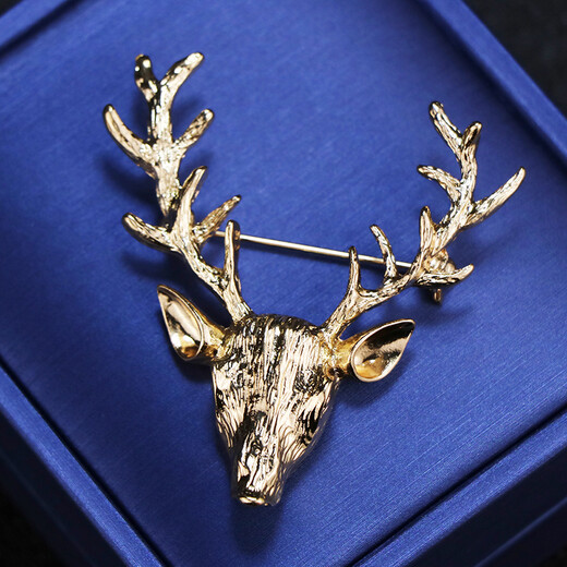 Moon Butterfly (Yuedie) Coreano Broche Broche Broche Accesorios de traje de traje Collar Pin Elk Head Christmas Ornament Golden