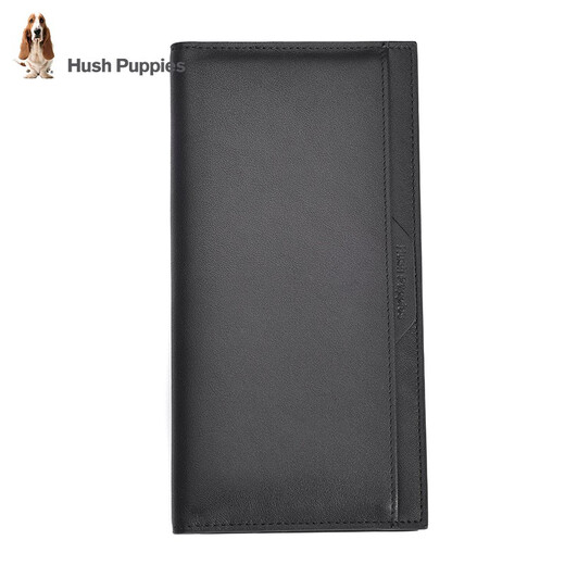 Hush Welpen Herren Brieftasche echtes Leder Langes Geld Chuck Schicht Cowide Money Card Bag Zwei-teilige Set können getrennt werden 213W Schwarz