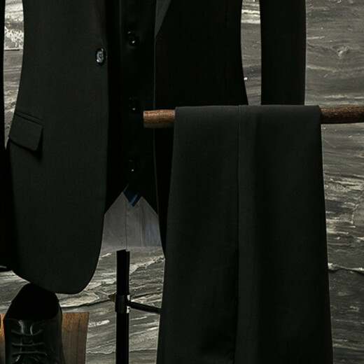 Yu Zhaolin (YUZHAOLIN) three-piece suit men's business professional solid color dress suit A348-TZ211 black XL