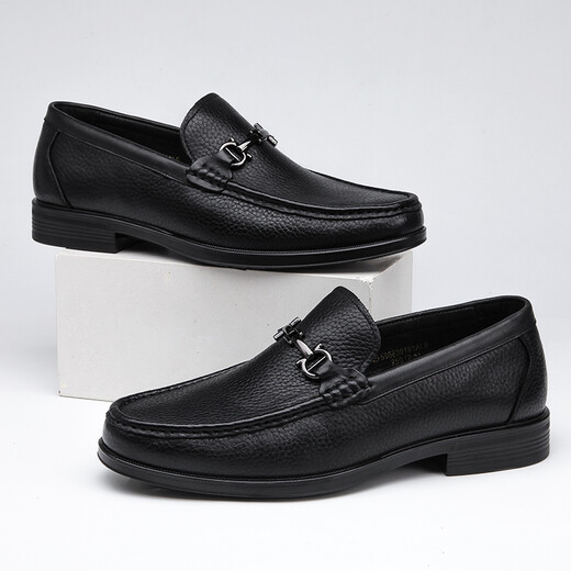 Goldlion men's shoes spring and autumn new business casual leather shoes sheepskin slip-on slip-on shoes comfortable men's soft sole all-season leather shoes sheepskin black 39 (245mm) size 39